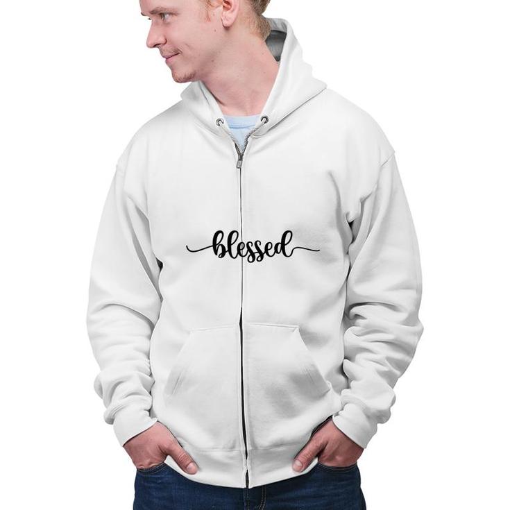Blessed Bible Verse Black Graphic Great Gift Christian Zip Up Hoodie