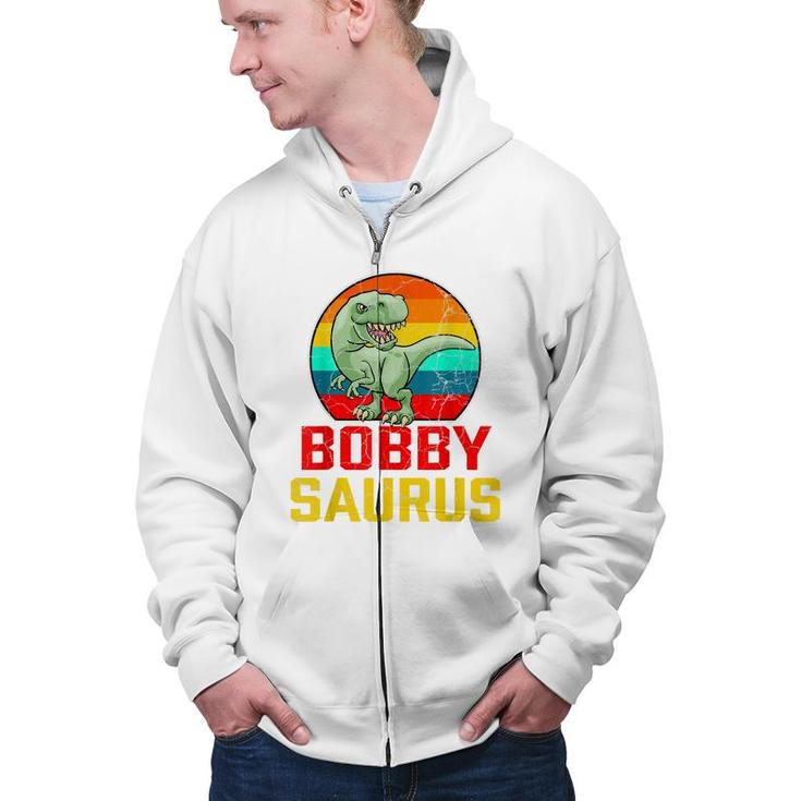 Bobby Saurus Family Reunion Last Name Team Funny Custom  Zip Up Hoodie