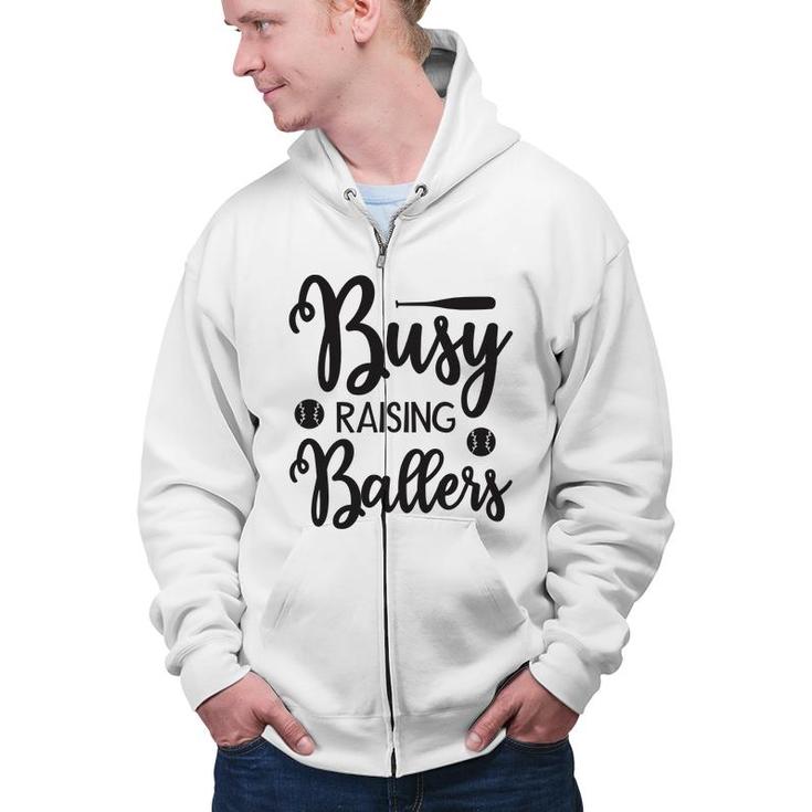 Busy Raising Ballers Gray And Black Graphic Zip Up Hoodie