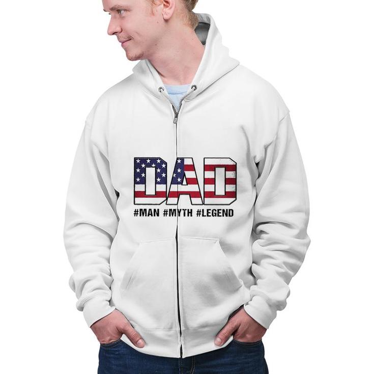 Dad Print USA Flag Impression New Letters Zip Up Hoodie