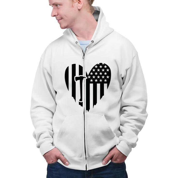 Firefighter Usa Flag Black Meaningful Gift For Firefighter Zip Up Hoodie
