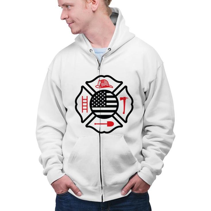 Firefighter Usa Flag Good Gift For Firefighter Zip Up Hoodie