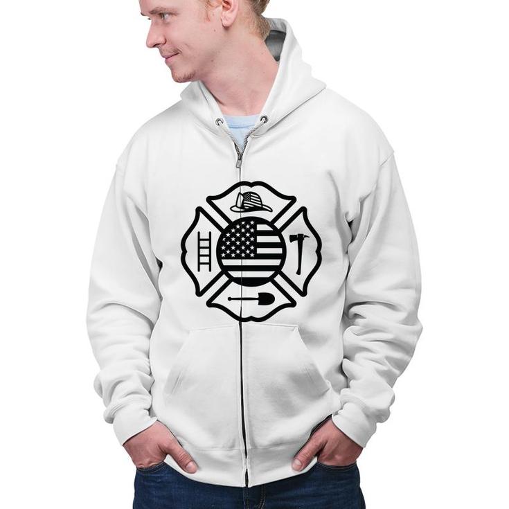 Firefighter Usa Flag Meaningful Gift For Firefighter Zip Up Hoodie