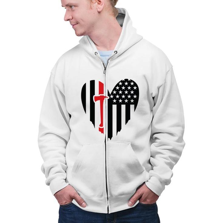 Firefighter Usa Flag Red Meaningful Gift For Firefighter Zip Up Hoodie