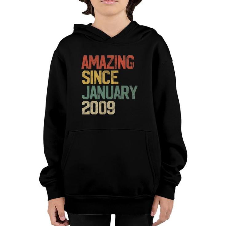 13 Years Old Gifts Amazing Since January 2009 13Th Birthday Youth Hoodie