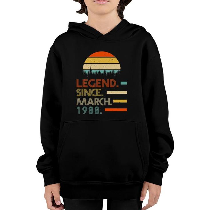 33 Years Old Retro Birthday Legend Since March 1988 Ver2 Youth Hoodie