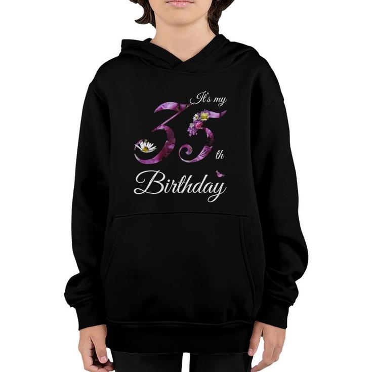 35 Years Old  Floral 1986 Its My 35Th Birthday Gift  Youth Hoodie