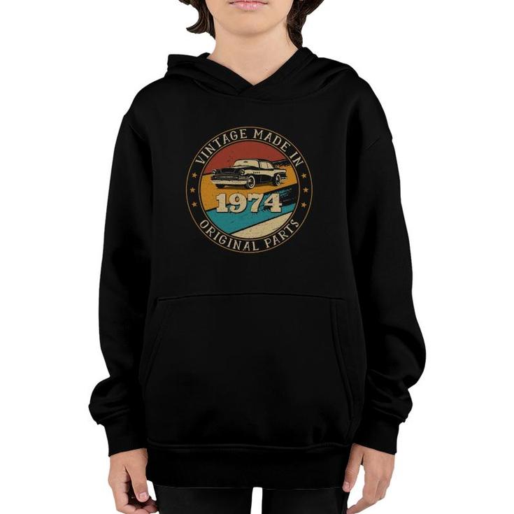47 Years Old Retro Vintage Car Made In 1974 47Th Birthday Youth Hoodie
