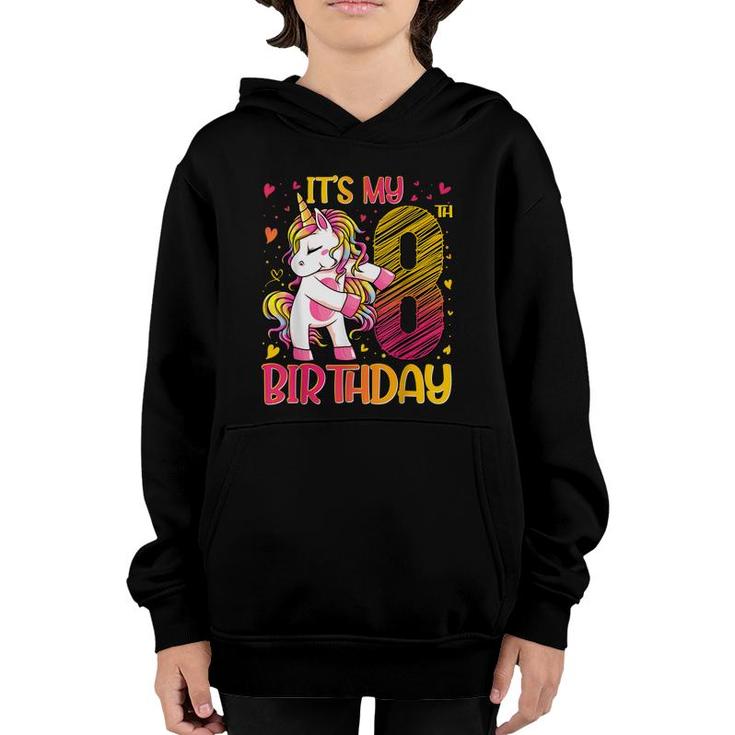 8 Years Old Unicorn Flossing 8Th Birthday Girl Unicorn Party  Youth Hoodie