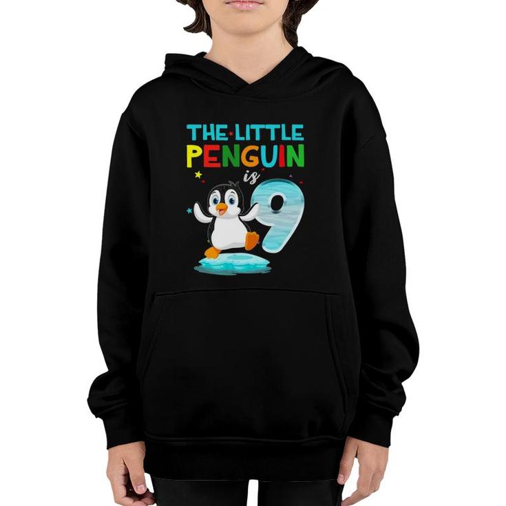 9Th Birthday  Penguin S Birthday  9 Years Old Youth Hoodie