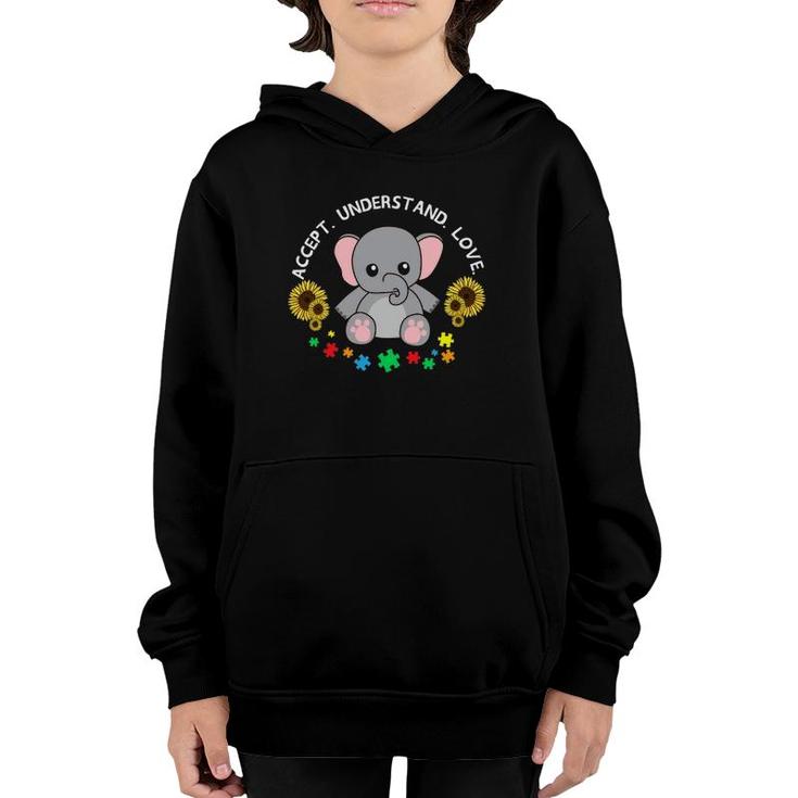 Accept Understand Love Elephant Cool Autism Awareness Gift Youth Hoodie