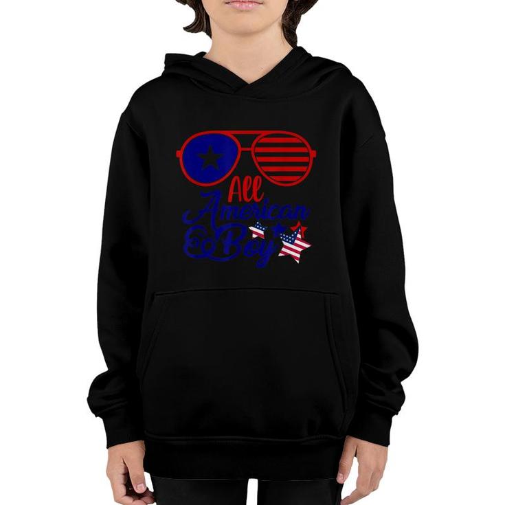 All American Boy 4Th Of July Boys Kids Usa American Flag  Youth Hoodie