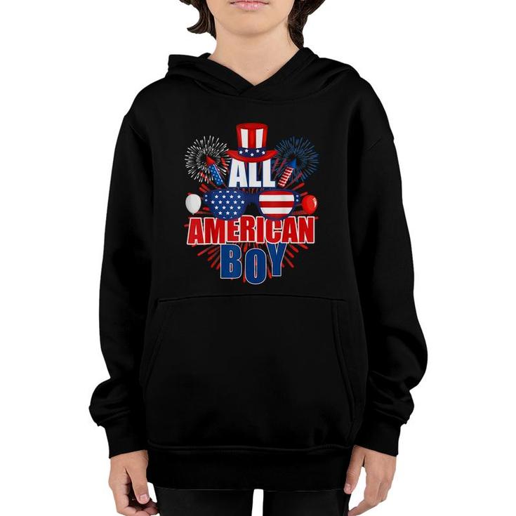 All American Boy 4Th Of July Kids Toddler Boys Family Ns  Youth Hoodie