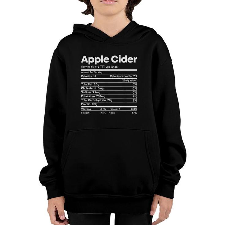 Apple Cider Nutrition Facts Thanksgiving Christmas Matching Youth Hoodie
