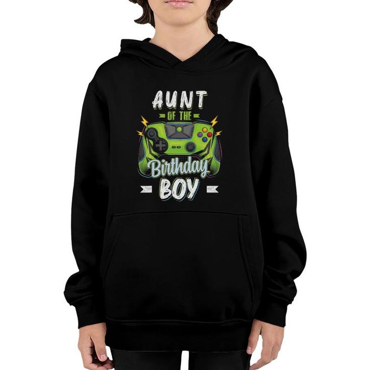 Aunt Of The Birthday Boy Matching Family Video Gamer Party Youth Hoodie
