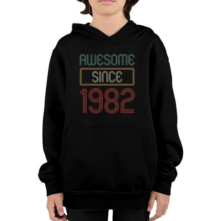 Awesome Since 1982 Retro 40Th Birthday Gifts 40 Years Old Youth Hoodie