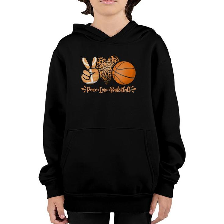 Basketball Girl Peace Love Basketball Mom Game Day Outfit  Youth Hoodie