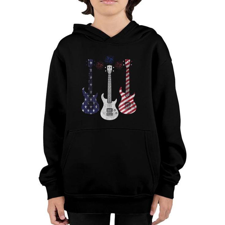 Bass Guitar Flag Usa 4Th Of July Independence Day Pattern Youth Hoodie