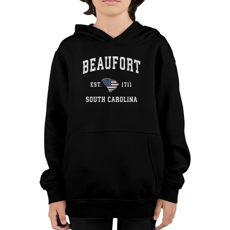 Beaufort South Carolina Sc Vintage American Flag Design  Youth Hoodie