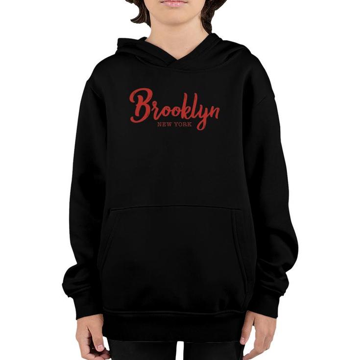 Brooklyn New York Retro Red Youth Hoodie