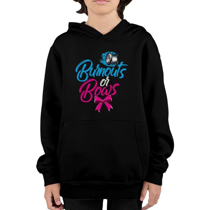 Burnouts Or Bows Gender Reveal Party Baby Shower Youth Hoodie