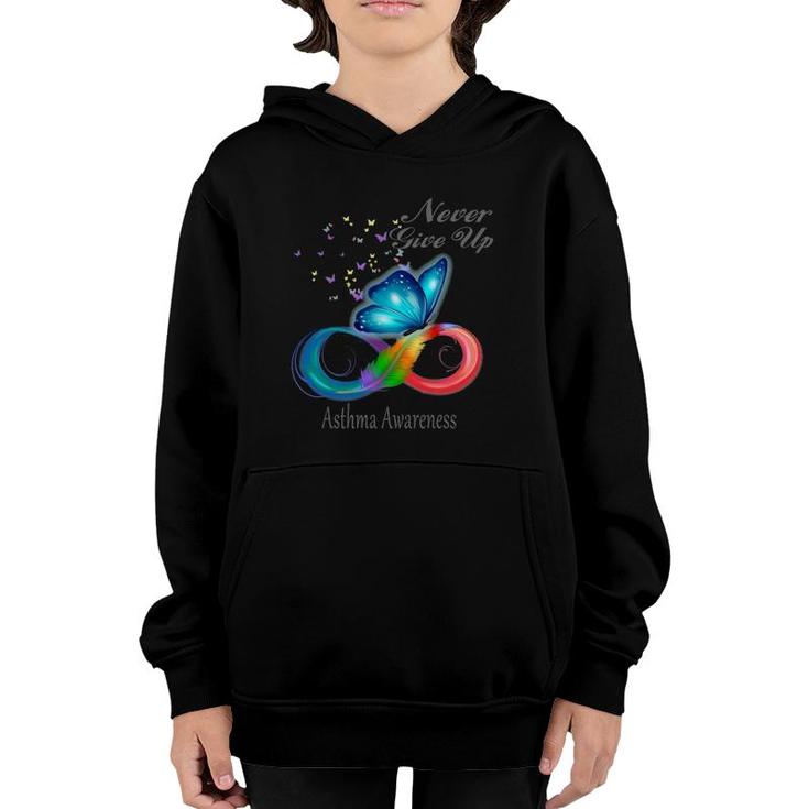 Butterfly Asthma Awareness Never Give Up Youth Hoodie