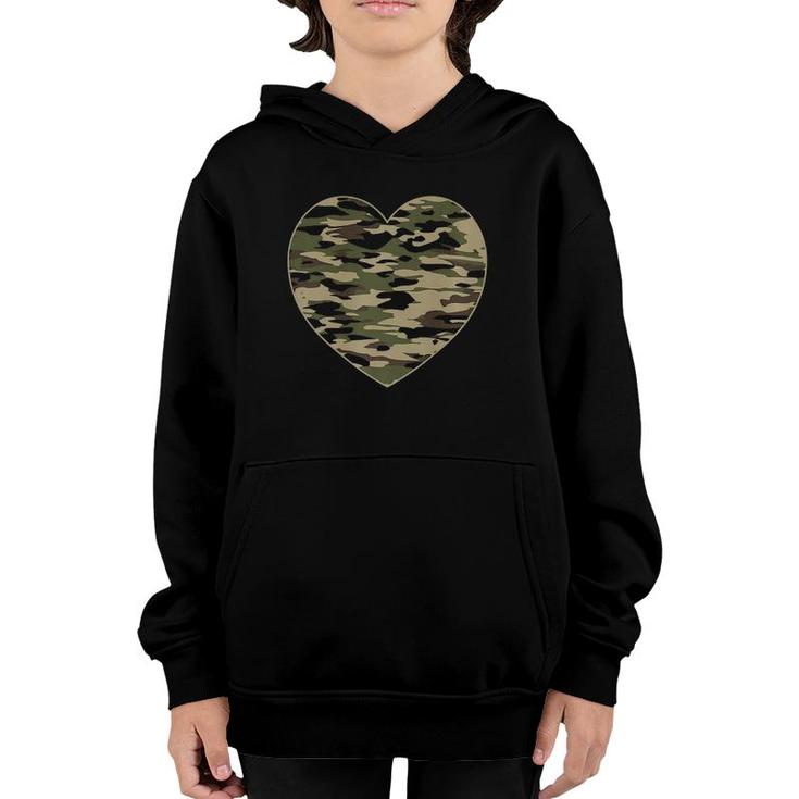 Camo Heart Valentines Day Camoflauge Military Tactical  Youth Hoodie