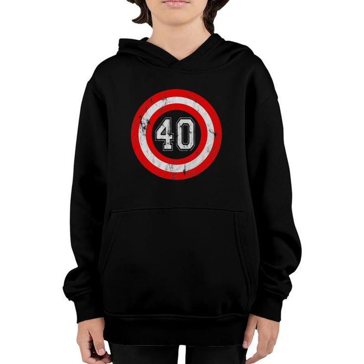 Captain 40 Years Old Birthday Party Funny Shield Youth Hoodie