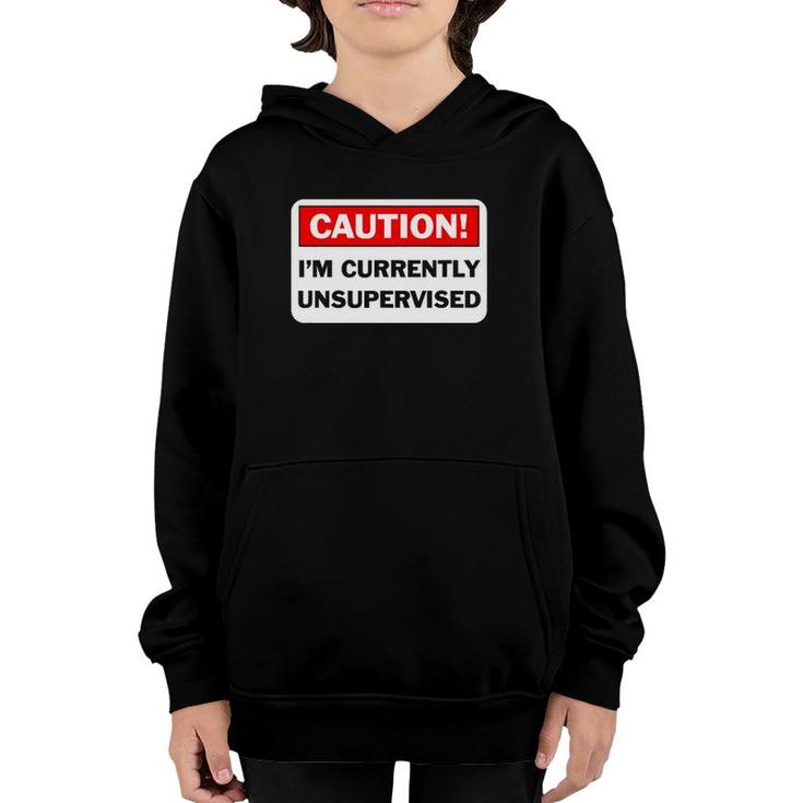 Caution Im Currently Unsupervised Humorous Gift Youth Hoodie