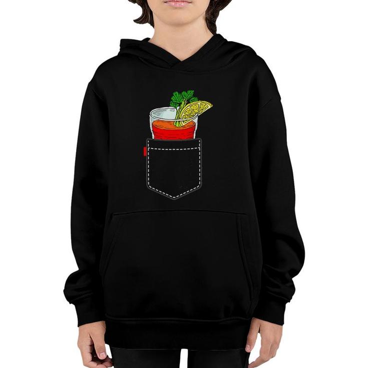 Cocktail To Go In Chest Pocket Bloody Mary Youth Hoodie