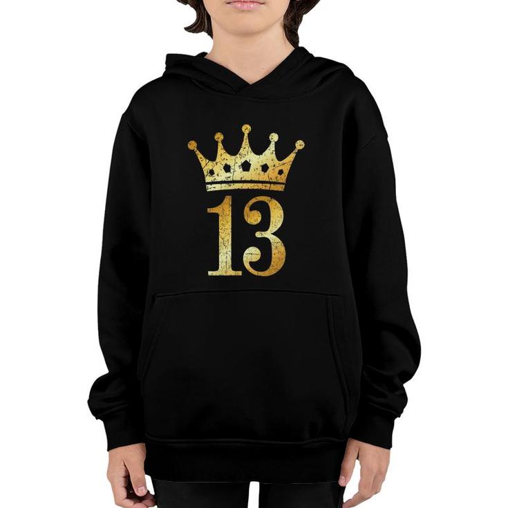 Crown Number 13 Vintage Golden Yellow 13Th Birthday Youth Hoodie