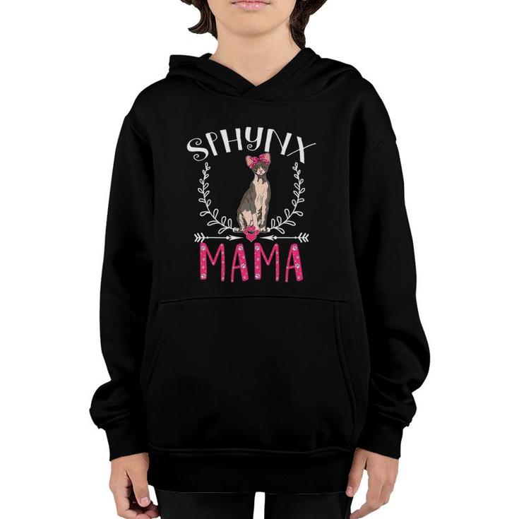 Cute Funny Sphynx Mama Gift Grandma Cat Lover Mom Fur Mama Youth Hoodie