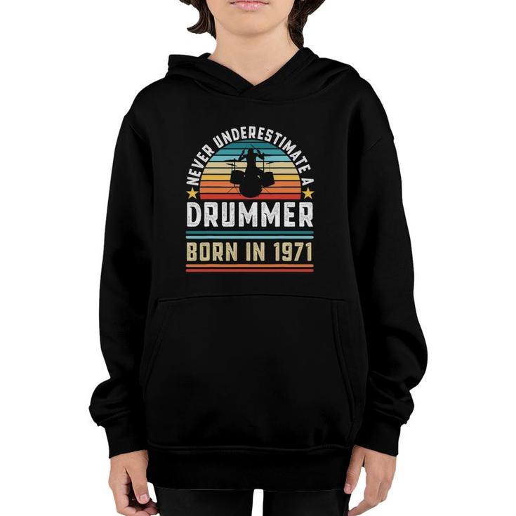 Drummer Born 1971 51St Birthday Drumming Gift Youth Hoodie