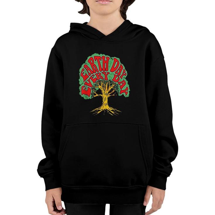 Earth Day Every Day Vintage Hippie Tree Hugger 80S Nature Youth Hoodie