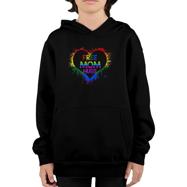 Free Mom Hugs Heart Rainbow Lgbt Pride Womens  Youth Hoodie