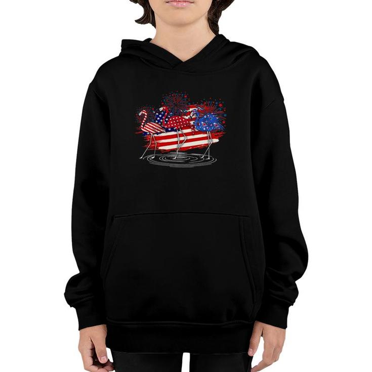 Funny 4Th Of July American Flag Flamingo Independence Day Youth Hoodie