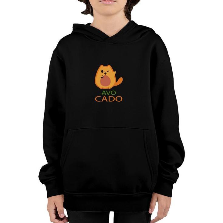 Funny Avocado Cute Cat Animal Gift For Animal Lover Youth Hoodie