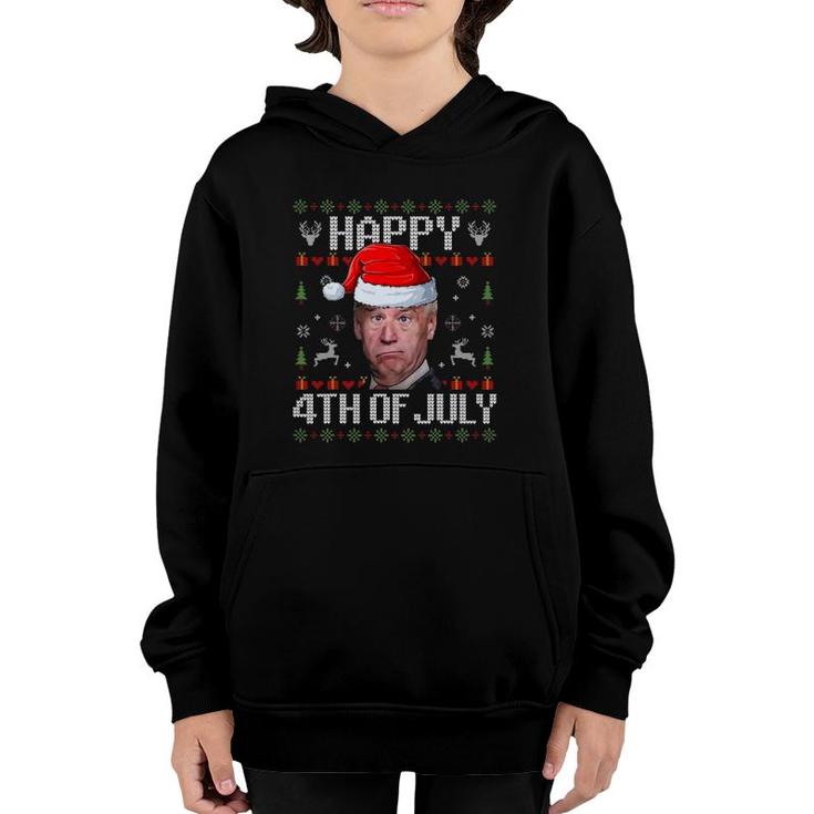 Funny Santa Joe Biden Happy 4Th Of July Ugly Christmas Xmas Youth Hoodie
