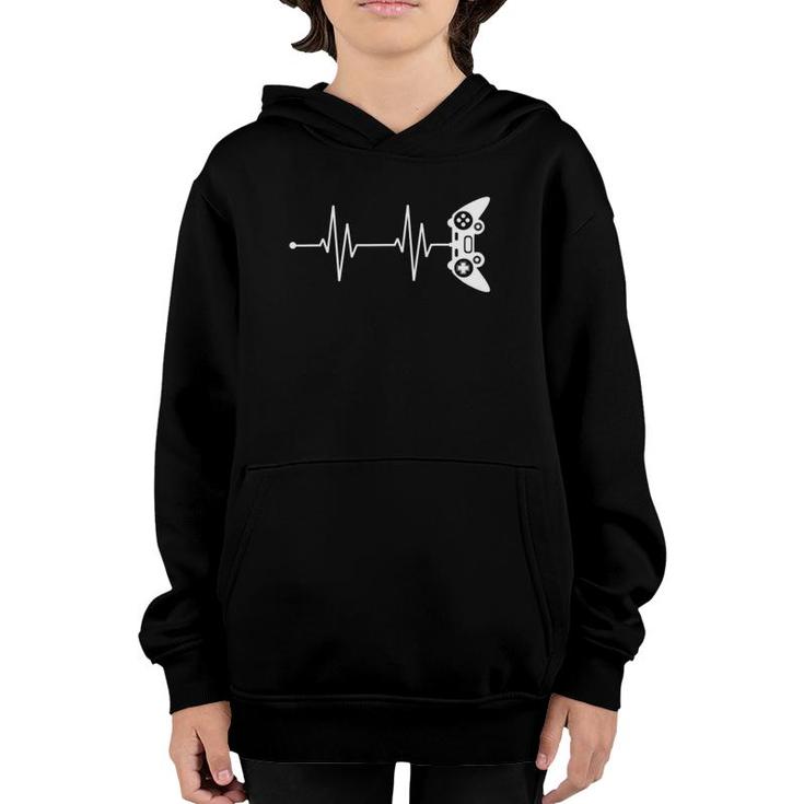 Gamer Heartbeat Gift For Video Game Lover Video Games Youth Hoodie