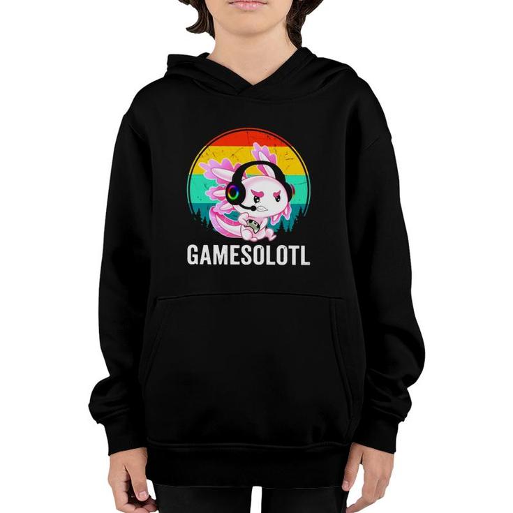 Gamesolotl Kawaii Adorable Retro Axolotl Video Game Lover Gift Youth Hoodie