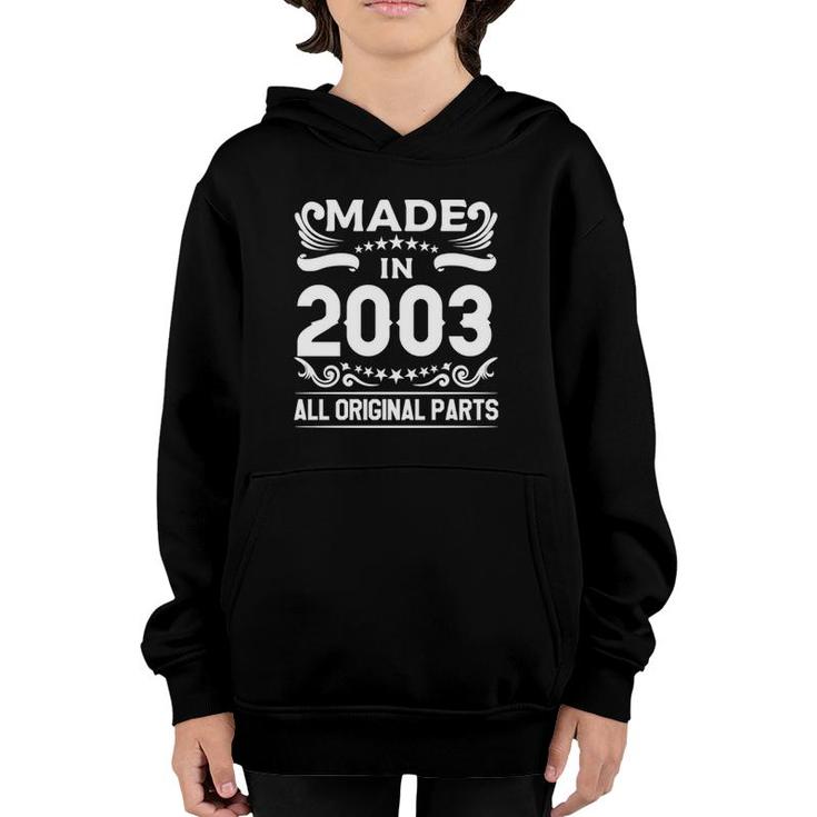 Gift For 19 Years Old Vintage Made In 2003 19Th Birthday Youth Hoodie