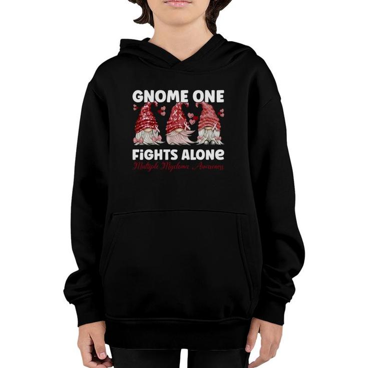 Gnome One Fights Alone Burgundy Multiple Myeloma Awareness Youth Hoodie