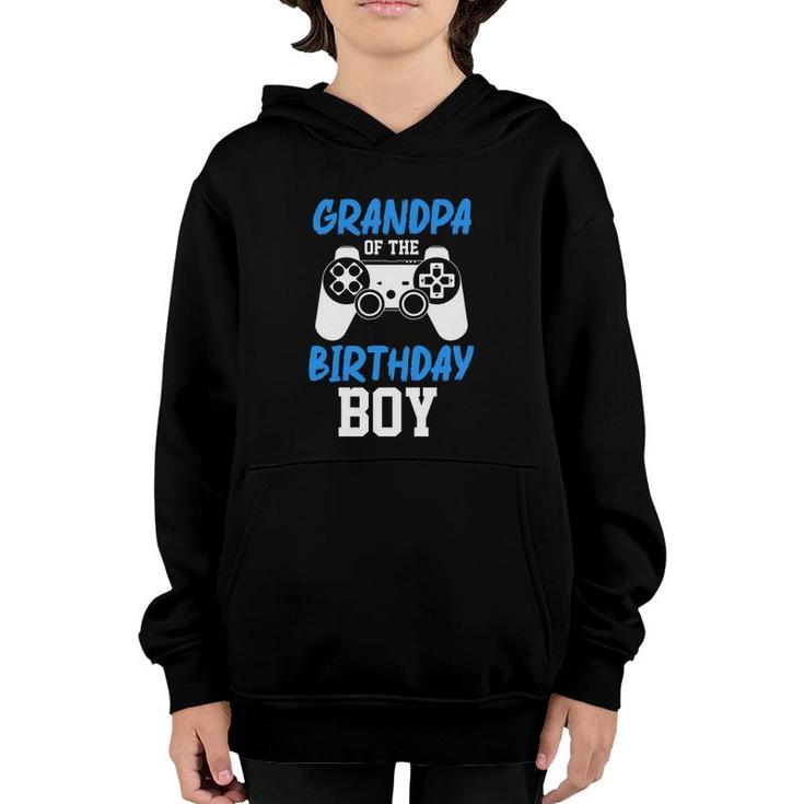 Grandpa Of The Birthday Boy Matching Video Gamer Blue Great Youth Hoodie