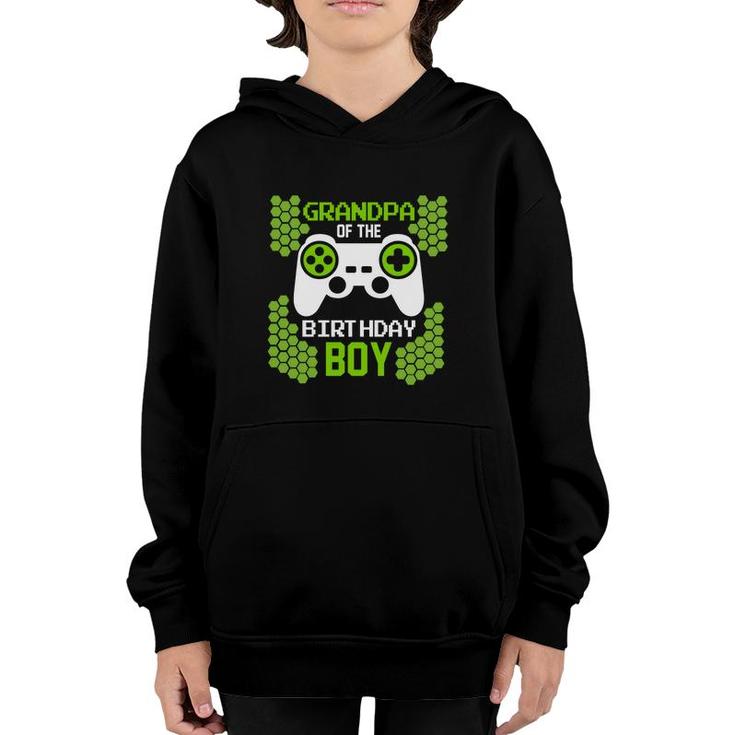Grandpa Of The Birthday Boy Matching Video Gamer Green Youth Hoodie