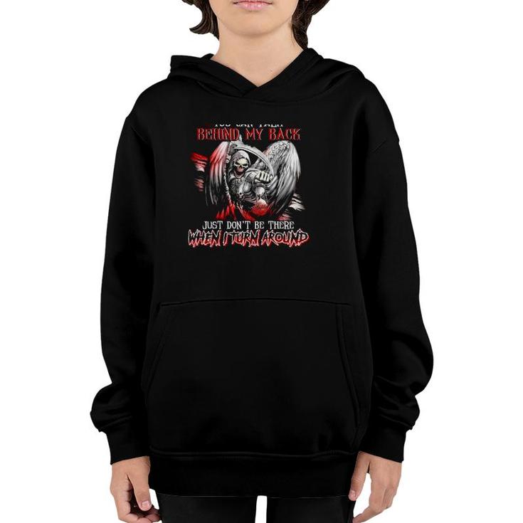Grim Reaper Wings Grumpy Old Man You Can Talk Behind My Back Just Dont Be There When I Turn Around Youth Hoodie