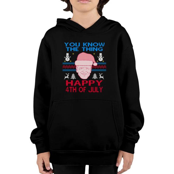 Happy Christmas Biden 4Th Of July Funny Christmas Ugly Youth Hoodie