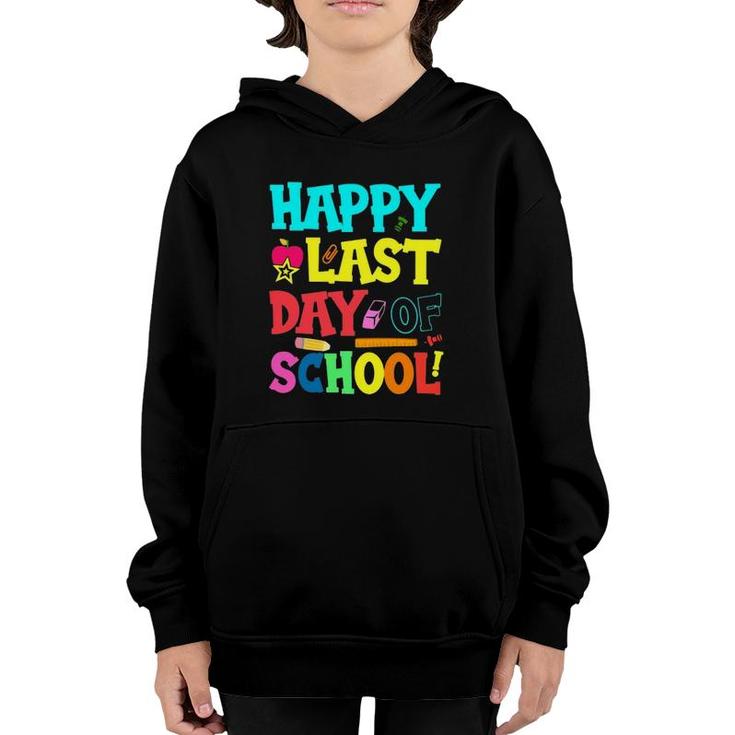 Happy Last Day Of School Learning Tools Apple Star Student Teacher Youth Hoodie