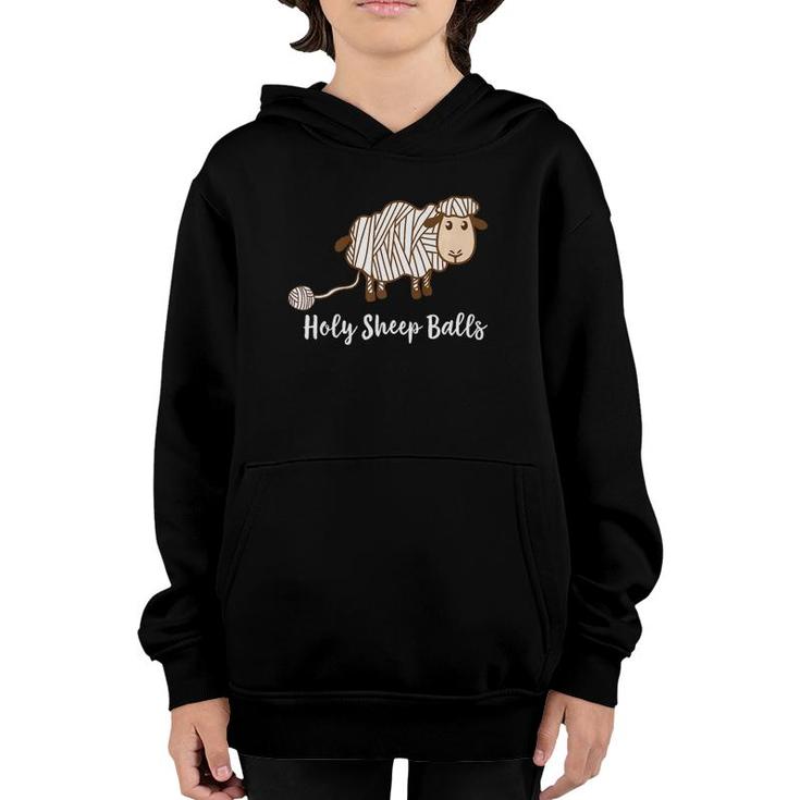 Holy Sheep Balls Funny Knitting Crochet Gifts Youth Hoodie