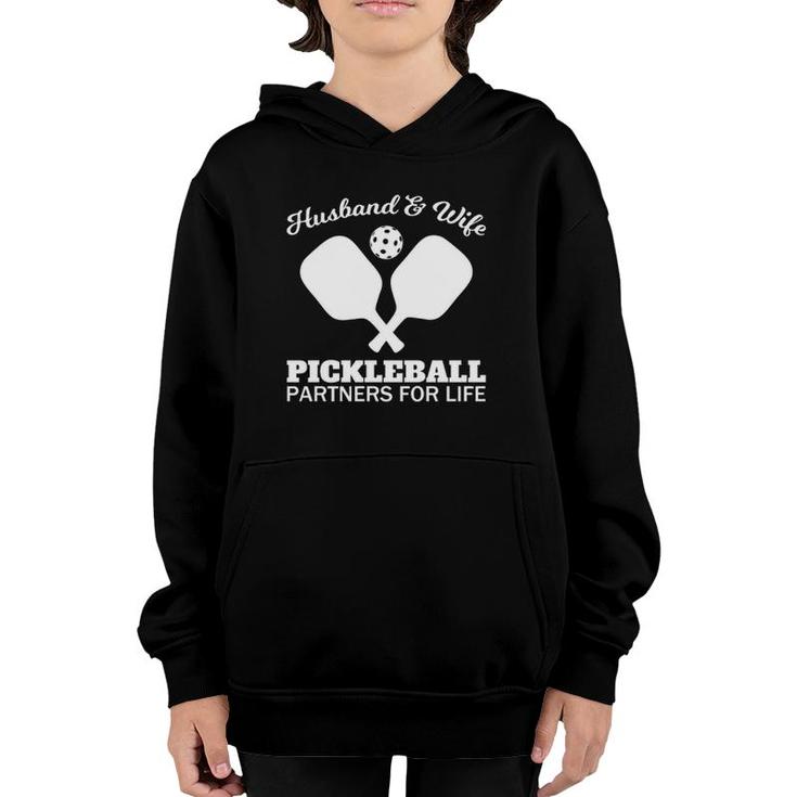 Husband And Wife Pickleball Partners For Life Team Youth Hoodie