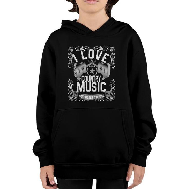I Love Country Music Fan Of Country Music Vintage Youth Hoodie